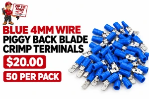 Blue 4mm Wire Piggy Back Blade Crimp Terminals